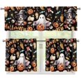 thumbnail image 1 of Halloween Ghost Kitchen Curtains Black Window Curtains Valance and Tier Set 36 Inch, Rod Pocket Short Tier Curtain for Bathroom, Mystery Night Small Cafe Curtains for Living Room Bedroom, 1 of 1