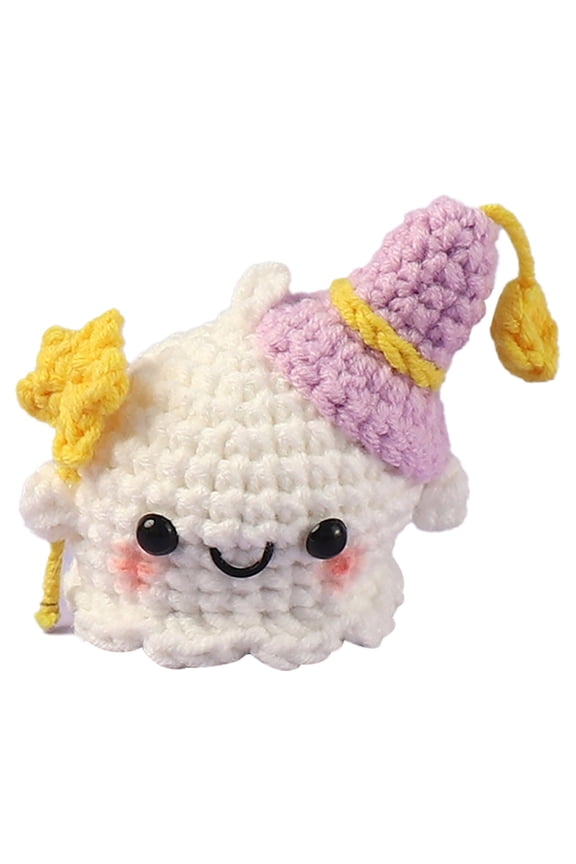 Halloween Ghost Knit Keychain – Cute Handwoven Yarn Pendant with Hat for Car, Bag or Keyring – Holiday Gift for Kids, Friends & Family