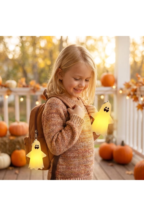 Halloween Ghost LED Light Ornaments Cute Spooky Ghost Night Light with Keychain Ring Mini Ghost Lamp Decorations for Halloween Party Home Table Decor Trick or Treat E
