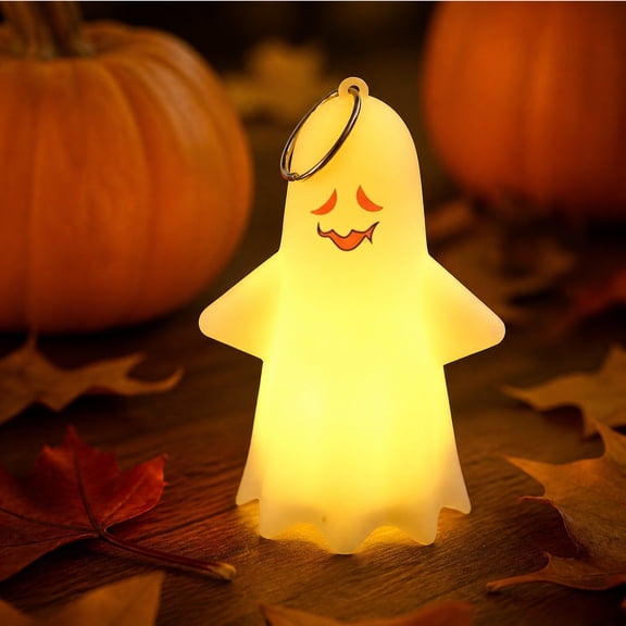Halloween Ghost LED Light Ornaments Mini Ghost Lamp Silicone Night Light Keychain Hanging Tabletop Halloween Party Decor Bag Pendant Shelf Mantel Bedroom Halloween Gift Ornament