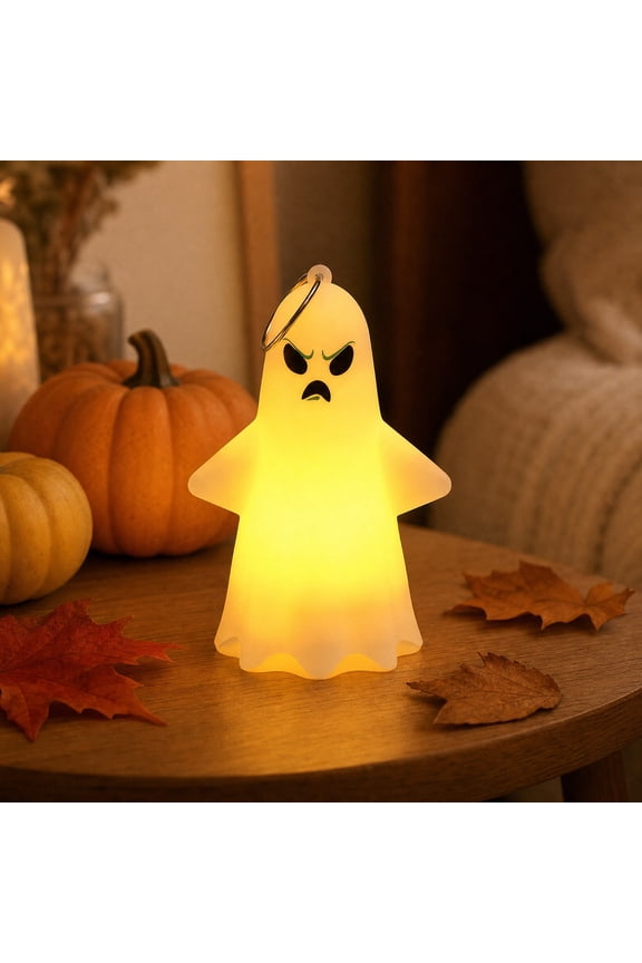 Halloween Ghost LED Light Ornaments Mini Ghost Lamp Silicone Night Light Keychain Hanging Tabletop Halloween Party Decor Bag Pendant Shelf Mantel Bedroom Halloween Gift Ornament