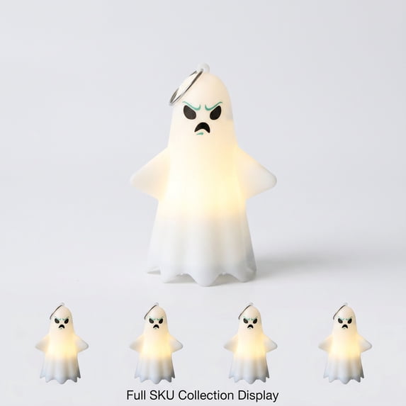 Halloween Ghost LED Night Light Handheld Lantern, Spooky Expression Party Decor, Battery Operated Glowing Prop for Indoor Home Yard Tabletop Decoration, 1Pack B