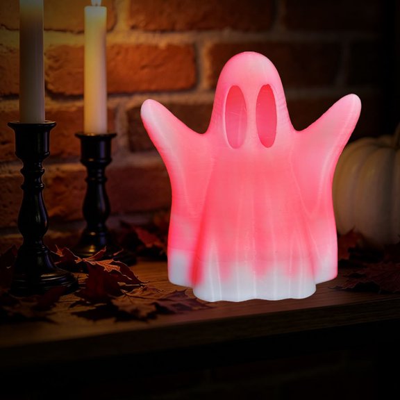 Halloween Ghost LED Table Lamp Decor Figurine, Cute Glowing Compact Design Easy Display, for Desk Shelf Mantel Halloween Home Party Decoration