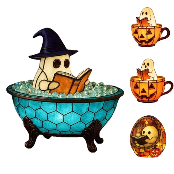 Halloween Ghost Lamp, Ghost Bubble Bath Lamp, Ghost Reading Book Lamp, Halloween Ghost Led Night Light Decor for Home Living Room Bedroom