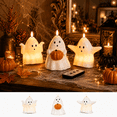 thumbnail image 1 of Halloween Ghost Lantern with Remote Control, Resin Flameless Ghost Candle with Flickering Warm LED, Tabletop Decor for Mantel Shelf Party Home, 1 of 5
