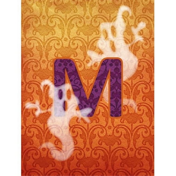 Halloween Ghost Letter M Monogram Initial Flag Garden Size