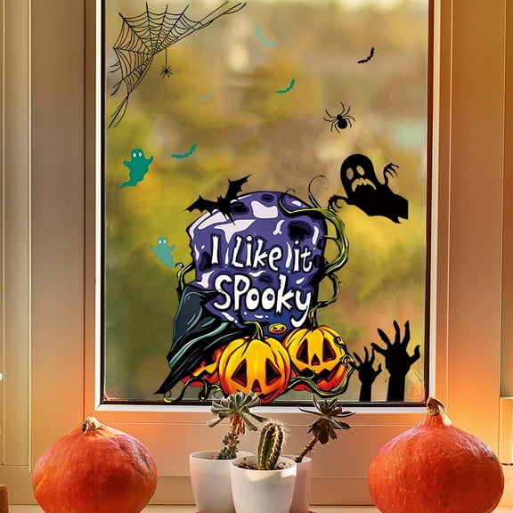 Halloween Ghost Letter Wall Sticker - Self-Adhesive Horror Window Decoration, Removable Vinyl Decor for Home and Parties