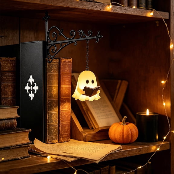 Halloween Ghost Library Lantern Decorative Bookshelf Lighting, Reading Book Shelf Lights for Study Reading Corner Home Library Gift for Book Lovers Bookworms