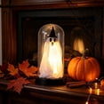 thumbnail image 1 of Halloween Ghost Light with Glass Cover Decor, Halloween Indoor Light-Up Ghost in Glass Cloche Decorations, Cute Ghost Light for Home Kitchen Mantel Tabletop Party Decor Holiday Supplies (Black, C), 1 of 7