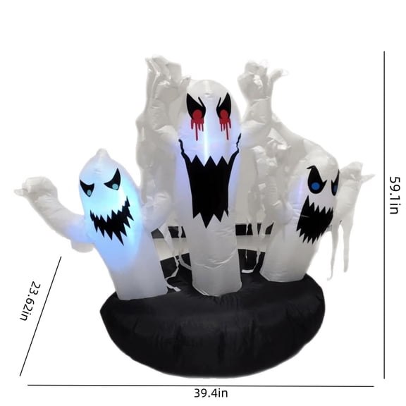 Halloween Ghost Light-Up Inflatable Decoration, Spooky Blow-Up Floating Ghost Halloween Decoration, Spookies Glowing Halloween Decor Scary for Outdoor Halloween Party Decor