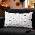 thumbnail image 1 of Halloween Ghost Lumbar Throw Pillow Cover, Cute Tufted Knit Decorative Cushion Case for Sofa Couch, Spooky Soft Plush Fuzzy Fall Holiday Home Decor, 12x20 Inch, White, 1 of 6