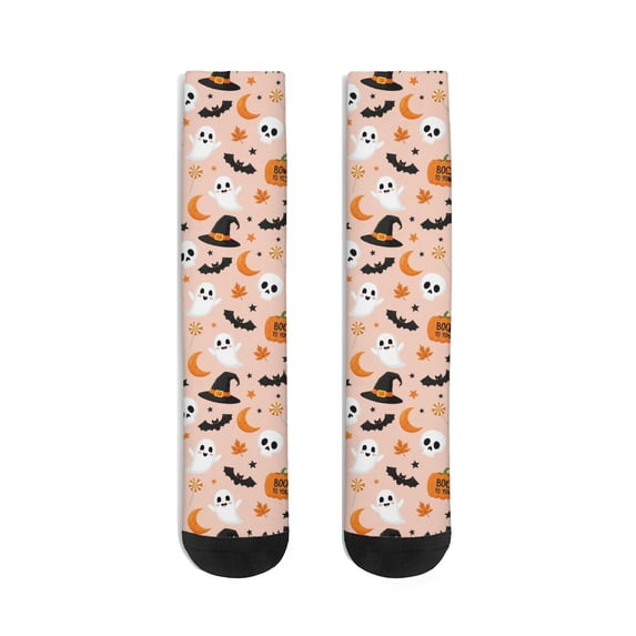 Mid Guy Halloween Ghost Maple Pink Pattern Men's Mid-calf Crew Socks, Everyday ...