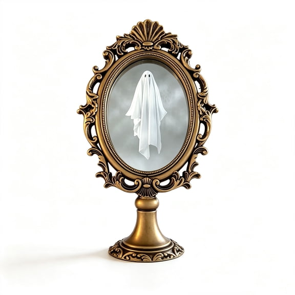 Halloween Ghost Mirror, 9.8x5.9Inch Spooky Scary Resin Tabletop Decor, Eerie Haunted House Ghosts for Halloween Decor Indoor Novelty Mirror Party Decorations