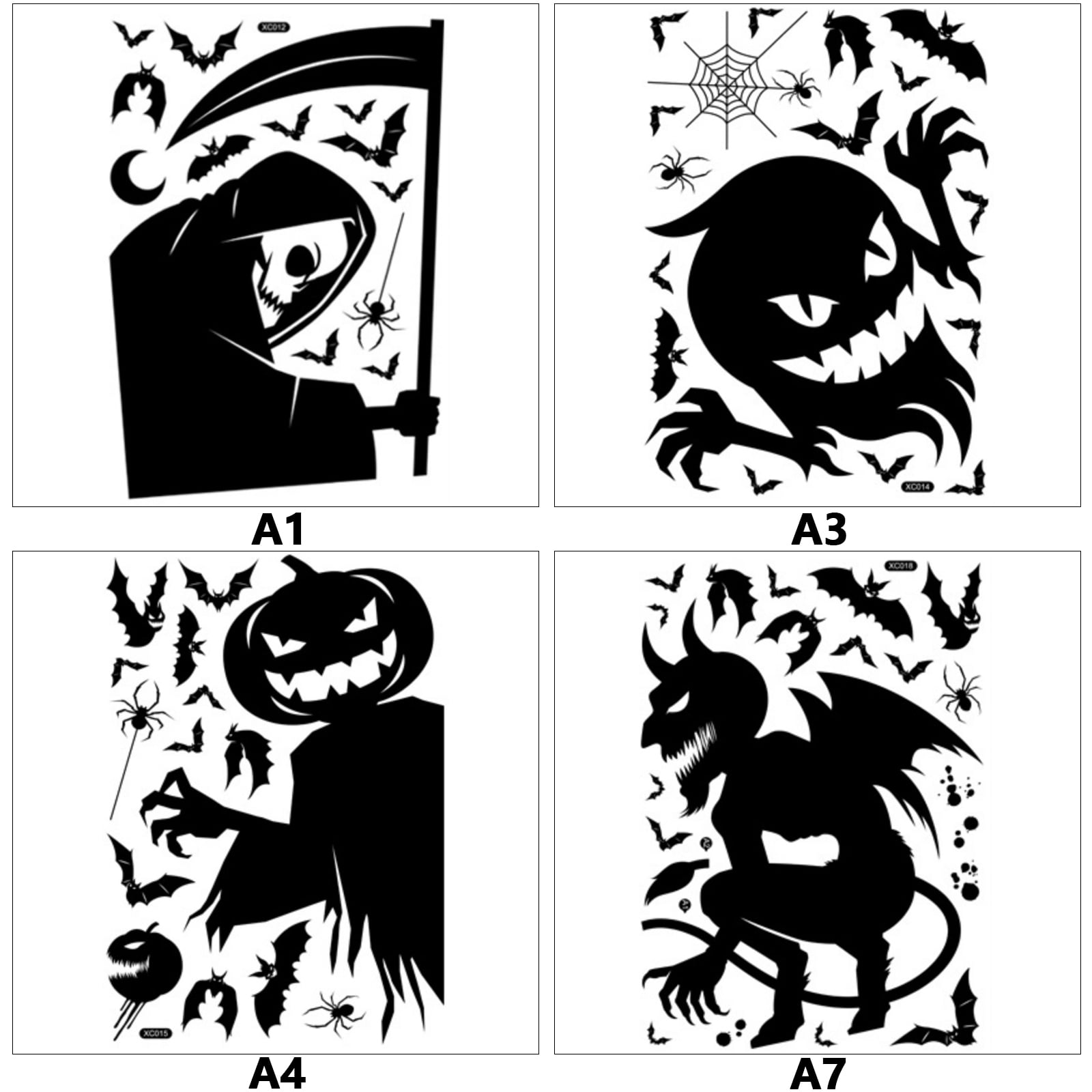 Halloween Ghost Monster Ghost Shadow Window Stickers Witch Death Bat
