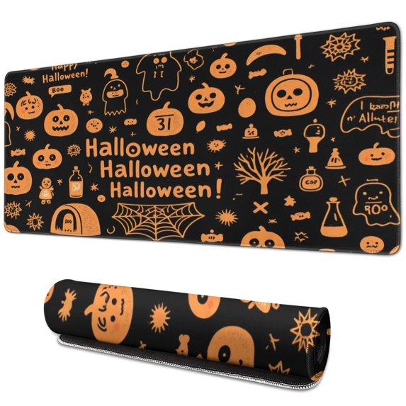 Halloween Ghost Mouse Pad,Happy Halloween Pumpkin Big Mouse Mat Waterproof Mouse Pad for Gaming Wireless Mouse (31.5x11.8in)