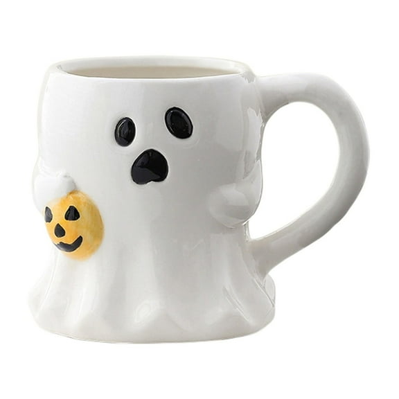 Halloween Ghost Mug 15 oz Ceramic 3D Ghost Pattern Coffee Cup with Handle Spooky Cute Drinkware for Milk Tea Hot Beverages Halloween Christmas Birthday Gifts for Coffee Lovers