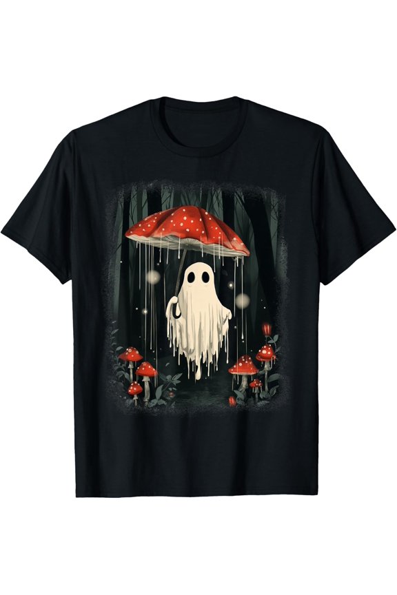 Halloween Ghost Mushroom Spooky Season Cottagecore Men Women T-Shirt