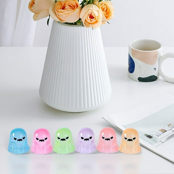 Halloween Ghost Night Light - 6Pc Spooky Glow Decor for Bedroom Desk Car Mini LED Decoration Cute Party Favors Holiday Gift 2025