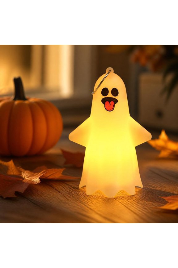 Halloween Ghost Night Light Cute Silicone Lamp Battery Powered Portable Hanging Keychain Decor Warm LED Mini Spooky Pumpkin Party Favor Bedroom Table Gift Kids Fall Home Indoor Bag(#A)