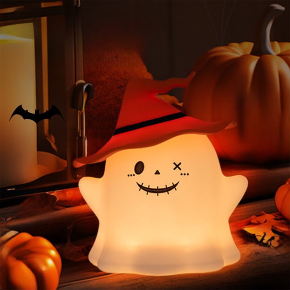 Halloween Ghost Night Light, Silicone LED Lamp Decor, Soft Glowing Phantom Bedroom Light, Rechargeable Touch Control Tabletop Ornament, Cozy Holiday Home Lighting Accent