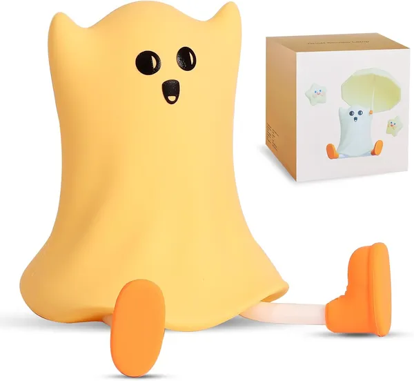Halloween Ghost Night Lights for Kids: Cute Lamp Rechargeable Toddler Baby Night Light with Timer, Adjustable Brightness, Ideal Holiday Season Gift Choice Home Decors (Silicone Ghost Lamp)