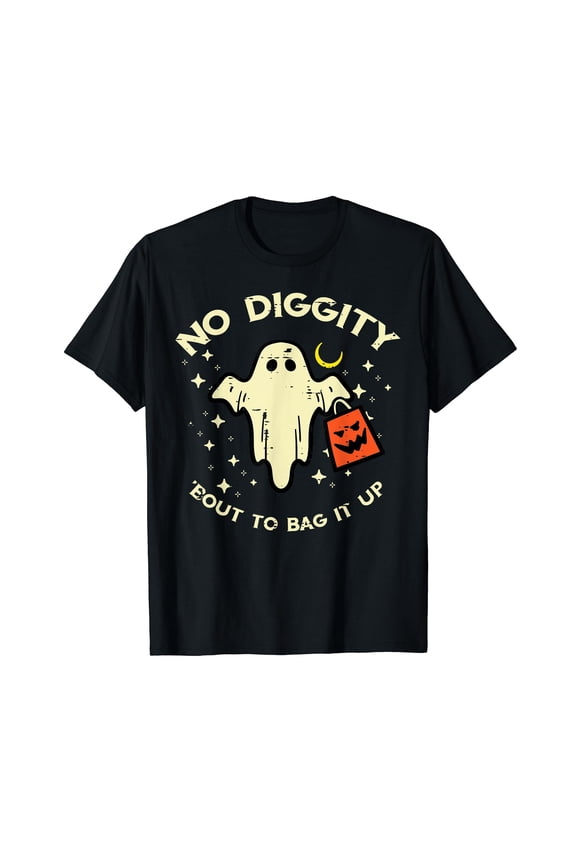 Halloween Ghost No Diggity Costumes Women Men Black T-Shirt Gift