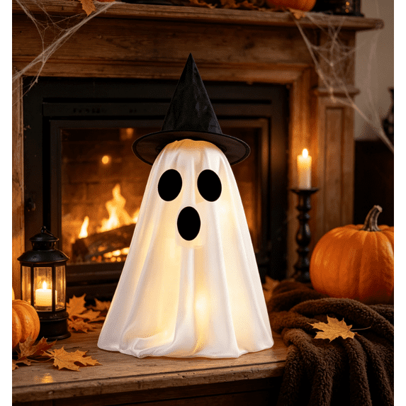 Halloween Ghost, Non-Lighted Mesh Ornament for Indoor Setup, Home Tabletop Party Prop, Shelf, Mantel, Room, and Seasonal Spooky Decor Enyisa