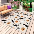 thumbnail image 1 of Halloween Ghost Outdoor Rug for Patio/Deck/Porch, Non-Slip Large Area Rug 4 x 6 Ft, Beige Orange Pumpkin Cat Stars Bat Indoor Outdoor Rugs Washable Area Rugs, Reversible Camping Rug Carpet Runner, 1 of 8