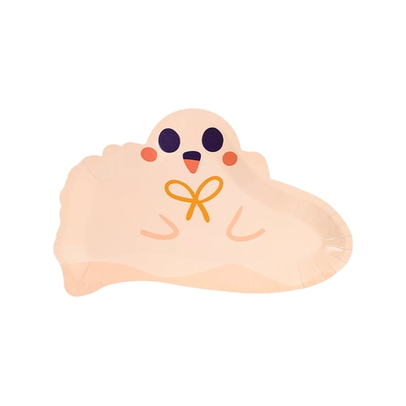 Halloween Ghost Paper Plates, Halloween Winter Holiday Decorative Tableware Trick or Treat Party Supplies, 10 Pack