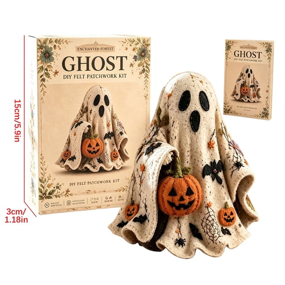 Halloween Ghost Patchwork Kit DIY Sewing Fabric Craft Set for Spooky Holiday Decorations 1 Count