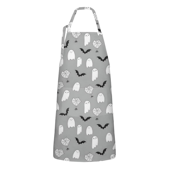 Halloween Ghost Apron-Garden Aprons for Women with Pockets-Cotton Linen Waterproof Kitchen Cooking Gardening Aprons Adjustable for Kitchen,Cooking,BBQ and Salon 32"x27"