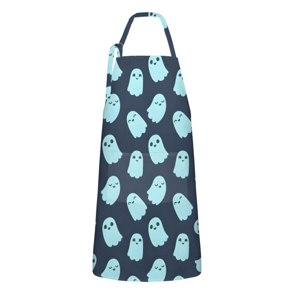 Halloween Ghost Apron-Garden Aprons for Women with Pockets-Cotton Linen Waterproof Kitchen Cooking Gardening Aprons Adjustable for Kitchen,Cooking,BBQ and Salon 32"x27"