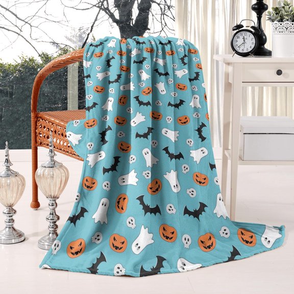 Halloween Ghost Pattern Throw Blanket - Spooky Cute Design 50x60 Ultra Soft Plush Microfiber Lightweight Blanket