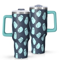 Halloween Ghost Pattern Tumbler with Handle and Lid,40oz Double Wall Vacuum Insulated Tumbler,Cups Gift for Women and Men