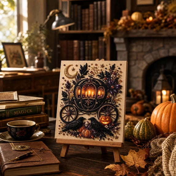 Halloween Ghost Pearl Art DIY Kit - 3D Pearl Mosaic Craft Set, Cute Ghost Pumpkin Canvas Art, Create a Sparkling Spooky - Cute Masterpiece for Your Home (C)