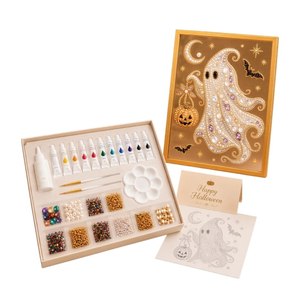 Halloween Ghost Pearl Art DIY Kit(Ghost),Beginner Friendly Handmade Art for Tabletop Wall Decor,Holiday Gift for Adults Family