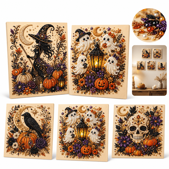 Halloween Ghost Pearl Art DIY Kit, Pearl Diamond Art Kit for Adults, 3D Diamond Painting Craft Set with Cute Ghost Pattern, Fall Seasonal Decoration, Handmade Holiday Gift for Craft Lovers