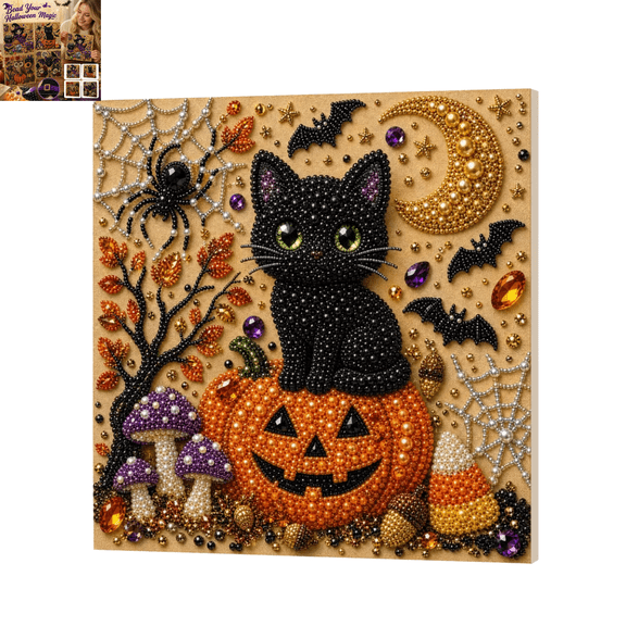 Halloween Ghost Pearl Art DIY Kit, Pearl Painting Kits for Adults, All-in-One Handmade Pearl Painting Supplies, Spooky Gothic Art Kit for Halloween Wall Decoration & Craft Lovers B
