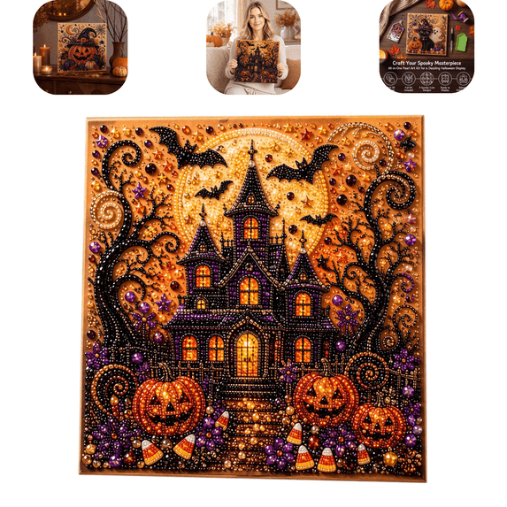 Halloween Ghost Pearl Art DIY Kit, Pearl Painting Kits for Adults,Pearls Diamond Art, Spooky-Cute Witch Cauldron Design,Fall Home Decor,Hanging Wall Art,Adults Craft Kit,3D DIY Pearl Painting B