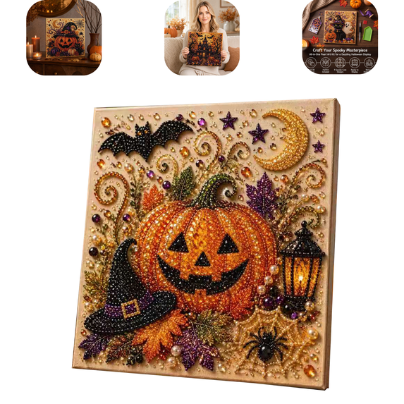 Halloween Ghost Pearl Art DIY Kit, Pearl Painting Kits for Adults,Pearls Diamond Art, Spooky-Cute Witch Cauldron Design,Fall Home Decor,Hanging Wall Art,Adults Craft Kit,3D DIY Pearl Painting D