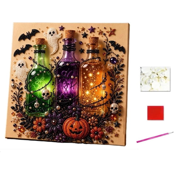 Halloween Ghost Pearl Art DIY Kit, Spooky Cute 3D Diamond-Painting Crafts for Adults, DIY Fall Home Decor Wall Art, Beginner DIY Seasonal Party Gift Great Halloween Decorations Gifts
