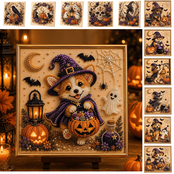 Halloween Ghost Pearl Art DIY Kit, Spooky Cute 3D Diamond Painting Crafts for Adults, DIY Fall Home Decor Wall Art, Beginner DIY Seasonal Party Gift K