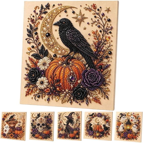 Halloween Ghost Pearl Art DIY Kit, Spooky Cute 3D Diamond Painting Crafts, DIY Fall Home Decor Wall Art, Beginner DIY Seasonal Party Gift