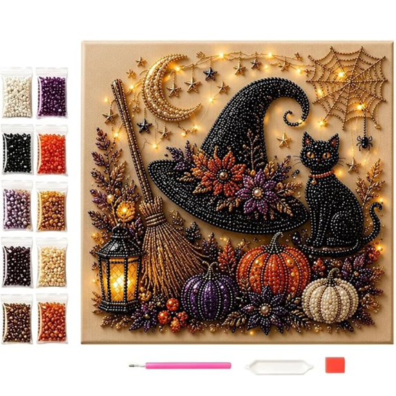 Halloween Ghost Pearl Art DIY Kit, Spooky Cute 3D Diamond Painting Crafts, DIY Fall Home Decor Wall Art for Adults, Beginner DIY Seasonal Party Gift