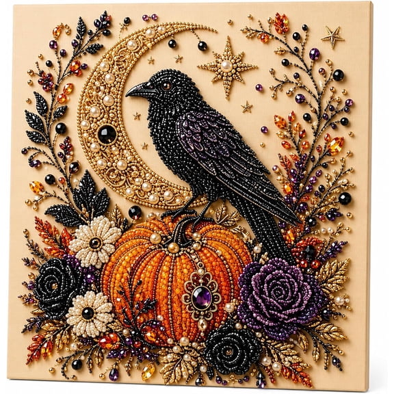 Halloween Ghost Pearl Art DIY Kit, Spooky Cute 3D Diamond Painting Crafts for Adults & Beginners, Crystal Pearl Ghost Diamond Art
