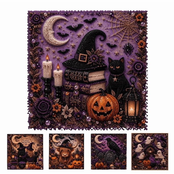 Halloween Ghost Pearl Art DIY Kit, Spooky Cute 3D Diamond Painting Crafts for Adults, DIY Fall Home Decor Wall Art, wall hanging bead painting set