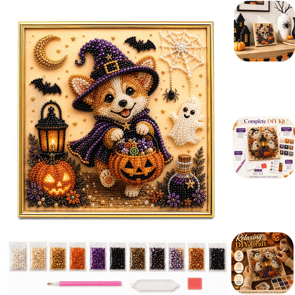 Halloween Ghost Pearl Art DIY Kit, Spooky Cute 3D Halloween Diamond Art for Adults Beginners, Fall Pumpkin Ghost Wall Decor, Seasonal Halloween Handmade Gift K