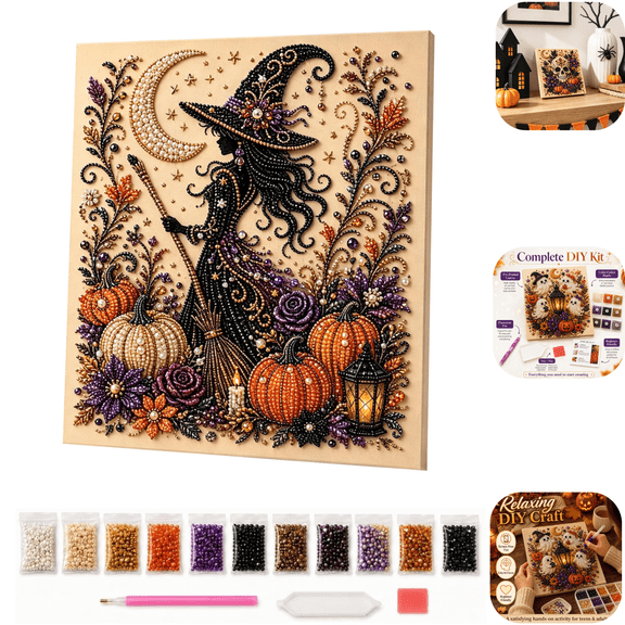 Halloween Ghost Pearl Art DIY Kit, Spooky Cute 3D Halloween Diamond Art for Adults Beginners, Fall Pumpkin Ghost Wall Decor, Seasonal Halloween Handmade Gift C