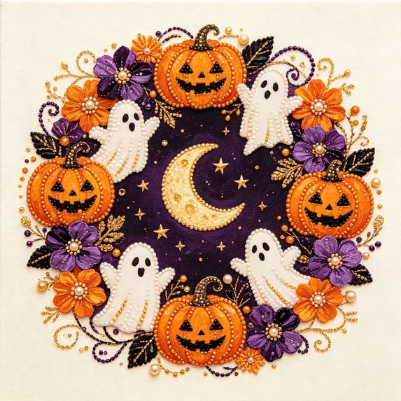 Halloween Ghost Pearl Diamond Art DIY Kit, pearl art diy kit Spooky Handmade Craft Project, Pearl Painting for Adults Creative Holiday Decoration Materials