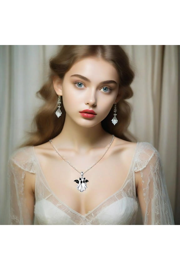 Halloween Ghost Pendant Necklace With Horns Spooky Halloween Jewelry For Women Unique Gothic Fashion Accessory Ideal Halloween Gift Choice